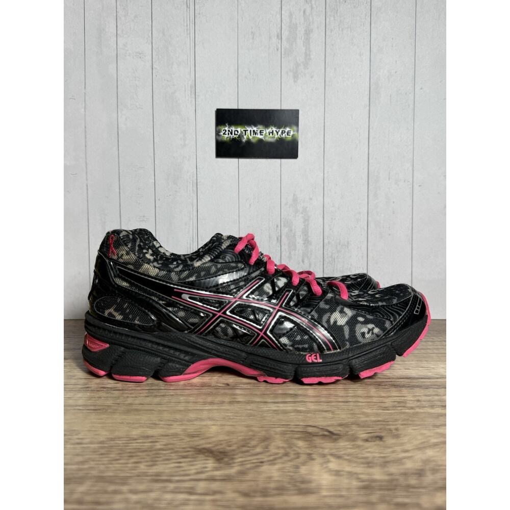 Asics Duomax Gel Limited Edition Black Pink Camo Breast Cancer Running Sz 6.5W
